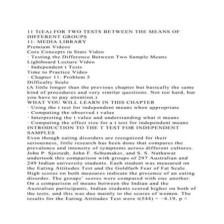 11 T(EA) FOR TWO TESTS BETWEEN THE MEANS OF DIFFERENT GROUPS11 .docx