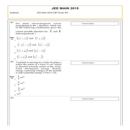 11th april JEE Main online question paper