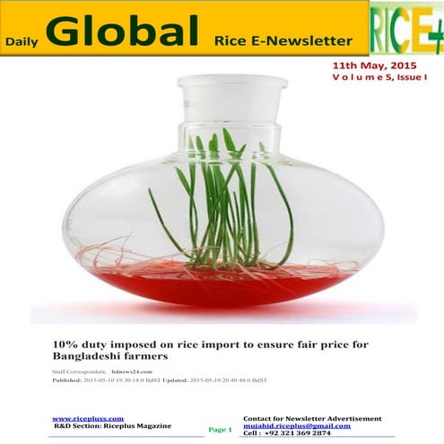 11th may,2015 daily global rice e newsletter by riceplus magazine