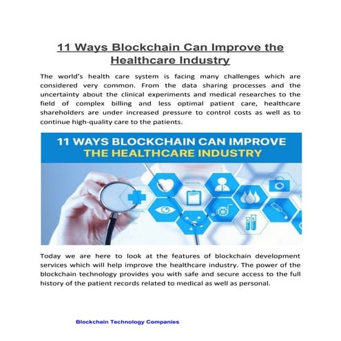 11 ways blockchain can improve the healthcare industry | PDF