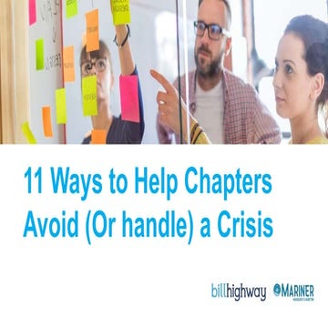 11 Ways to Help Chapters Avoid (Or handle) a Crisis