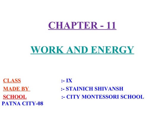 work and energy class 9 physics | PPT