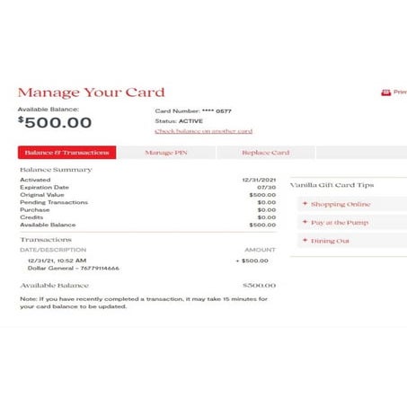 How To View Vanilla Giftcard Transaction History (Stay - Updated)