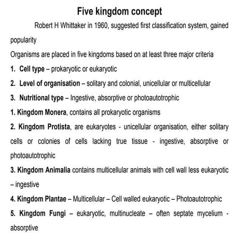 Five Kingdom Concept