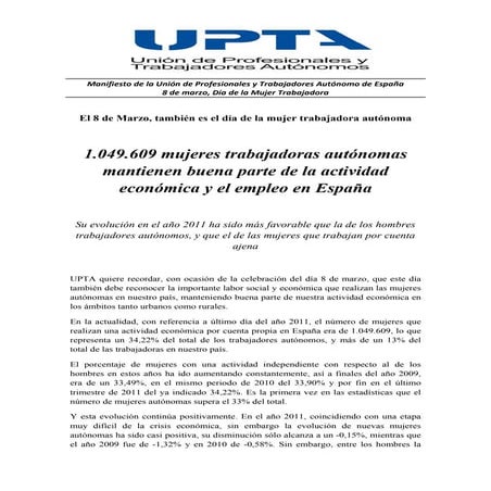 12.03.06 manifiesto upta 8 de marzo mujer trabajadora