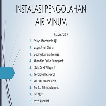 INSTALASI PENGOLAHAN AIR MINUM [SISTEM JARINGAN PERPIPAAN]