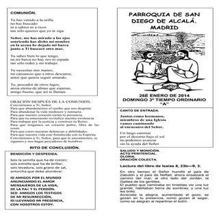 Guión de la Misa día 26 de enero de...