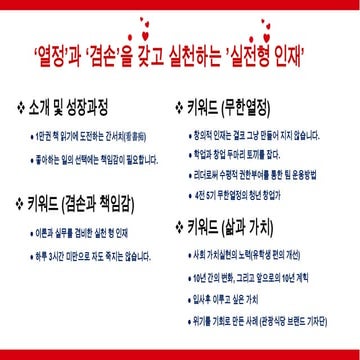 열정과 겸손을 갖고 생각을 실천하는 사람 