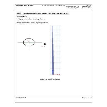 WIND LOADING ON LIGHTING STEEL COLUMN - EN 40-3-1:2013