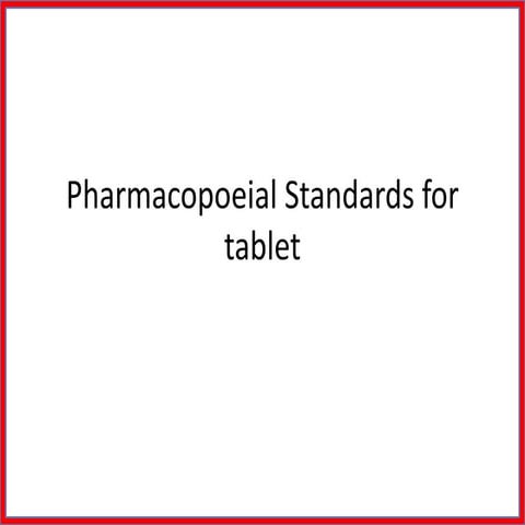 pharmacopoeial standards for tablet 