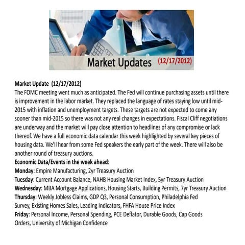 Real Estate Market Update for 12-17-12