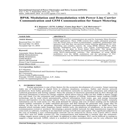 BPSK Modulation and Demodulation with Power Line Carrier Communication and GS...