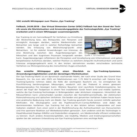 2018-09 PM VDC Fellbach erstellt Whitepaper zum Thema "Eye Tracking"