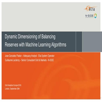 Machine Learning for a dynamic sizing of Elia balancing reserves! | PDF