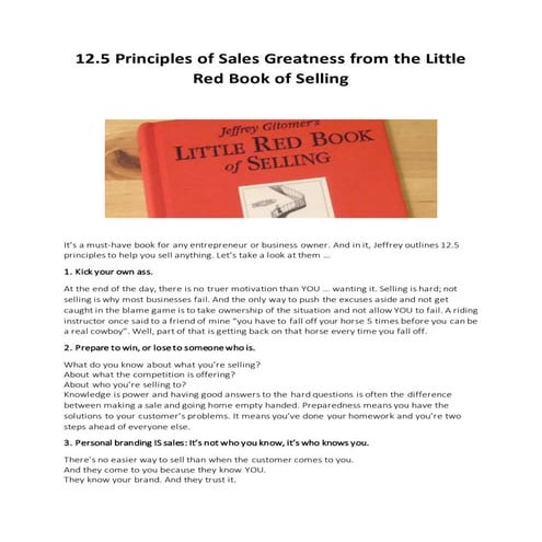 12.5 Principles of Sales Greatness from the Little Red Book of Selling