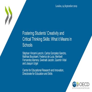 Fostering Students’ Creativity and Critical Thinking Skills: What it Means in...