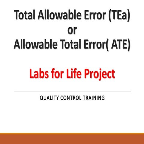 Total Allowable Error (TEa).pptx | Medical Tests | Medical Health
