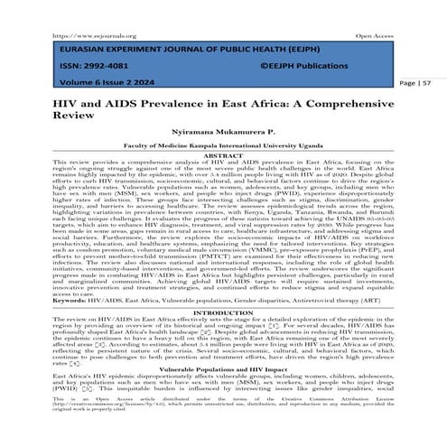 Epidemiological Trends of HIV/AIDS in Sub-Saharan Africa: A 2024 ...