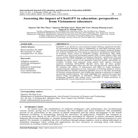 Assessing the impact of ChatGPT in education: perspectives from ...