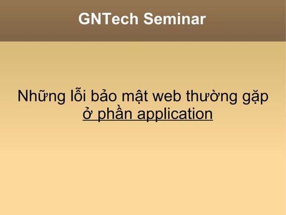 Những lỗi bảo mật web thường gặp ở phần application