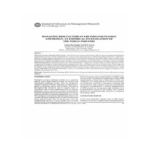 12. Managing Risk Factors In Erp Implementation And Design