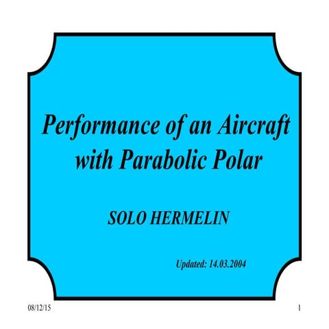 12 performance of an aircraft with parabolic polar