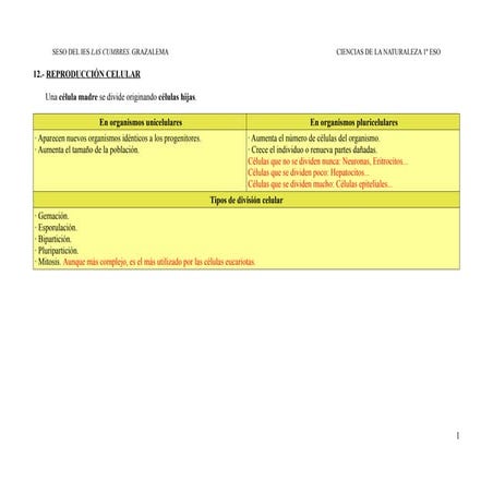 12.- Reproducción celular