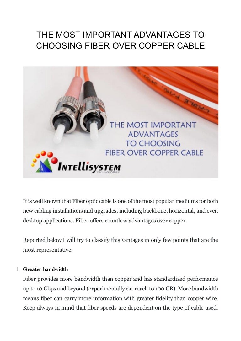 The Most Important Advantages to Choosing Fiber over Copper Cable