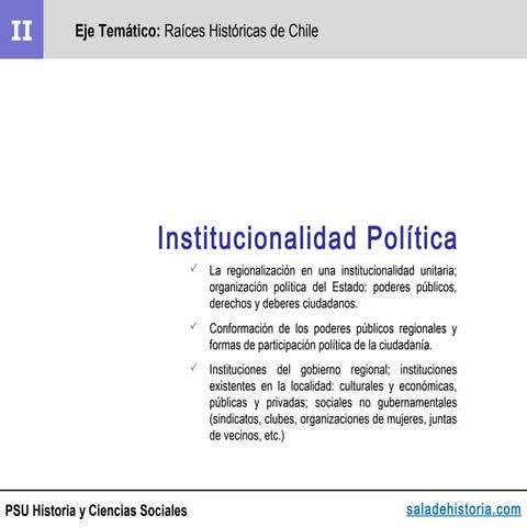 PSU Historia - Institucionalidad Política II
