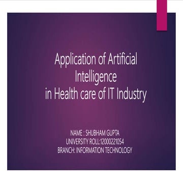 Application of ai in healthcare | PPTX