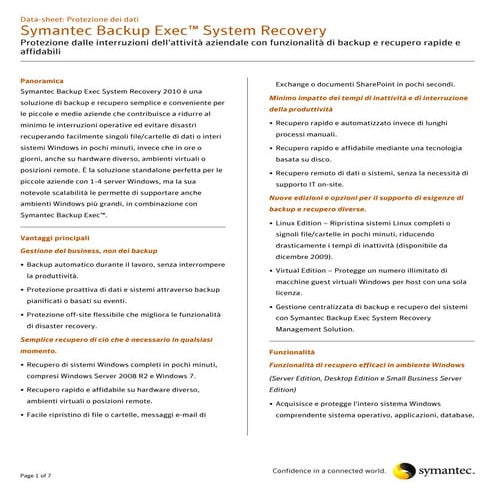 Symantec Backup Exec System Recovery 2010