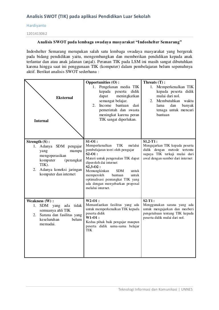 Analisis Swot TIK Pendidikan Nonformal