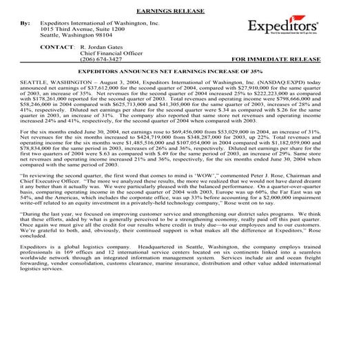 Expeditors International of Washington, 1st05qer | PDF