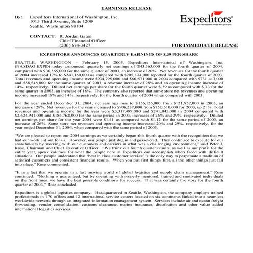 Expeditors International of Washington, 4th04qer