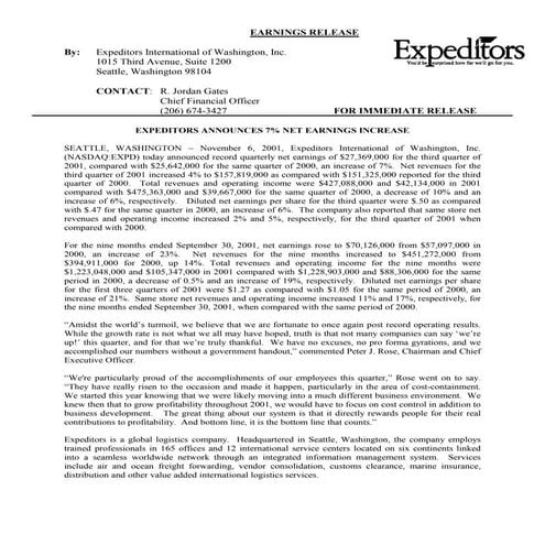 Expeditors International of Washington, 3rd01qer