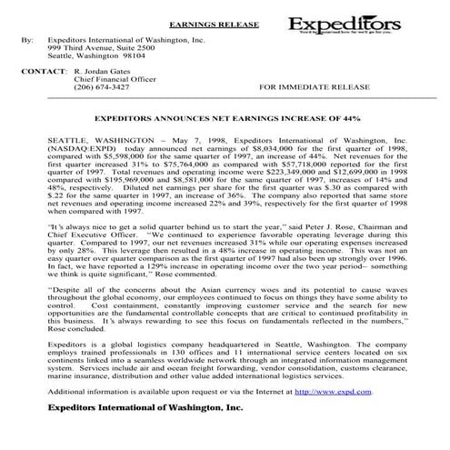 Expeditors International of Washington, 3rd00prelim | PDF