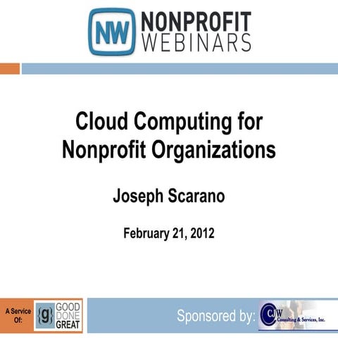 Cloud Computing for Nonprofit Organizations