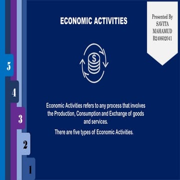 Economic activity: Definition, Classification and Feature | PDF