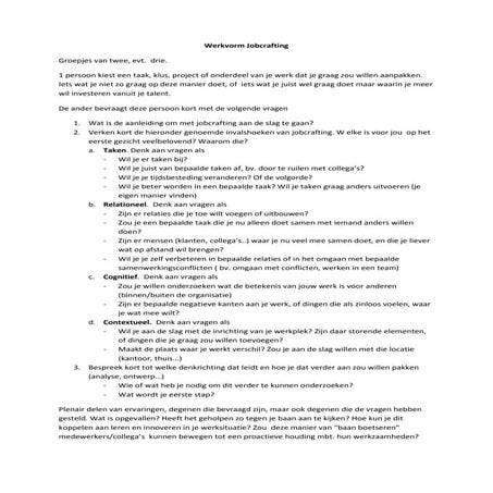 Een oefening met Jobcrafting | PDF