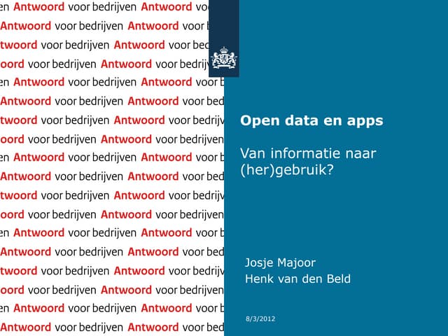 Open data en apps: van informatie naar (her)gebruik?