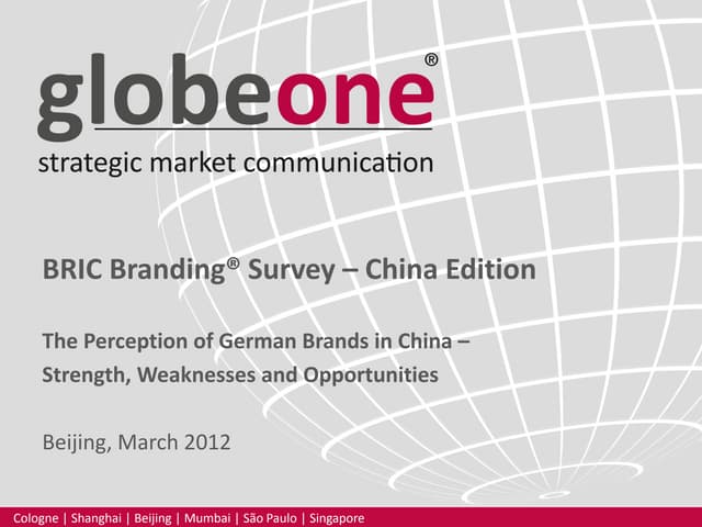 globeone BRIC Branding Survey - China Edition