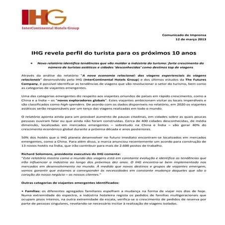 IHG revela perfil do turista para os próximos 10 anos