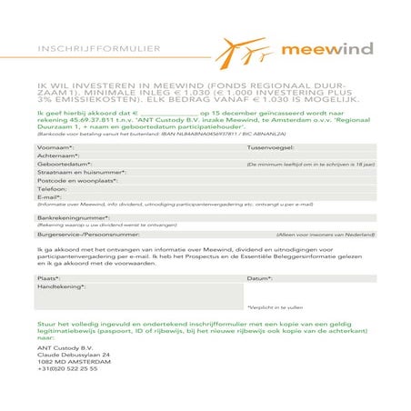 Inschrijfformulier regionaal duurzaam