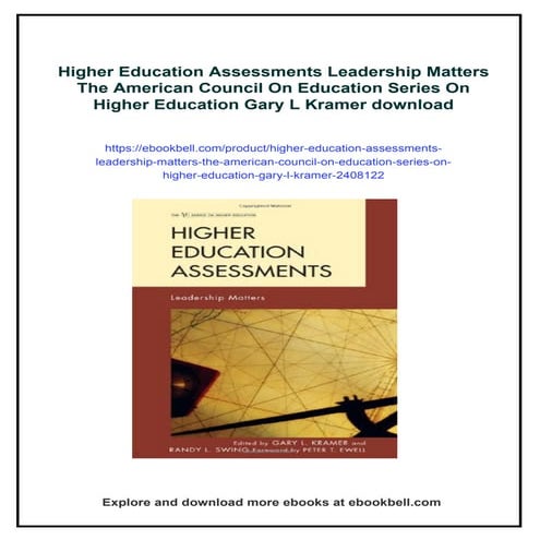 Higher Education Assessments Leadership Matters The American Council On Educa...