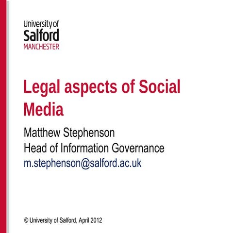Legal Aspects of Social Media