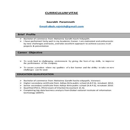 Resume For Store Incharge