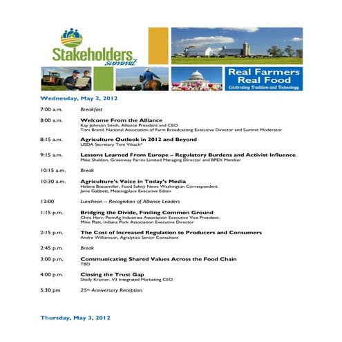 2012 Real Farmers Real Food, Celebrating Tradition and Technology