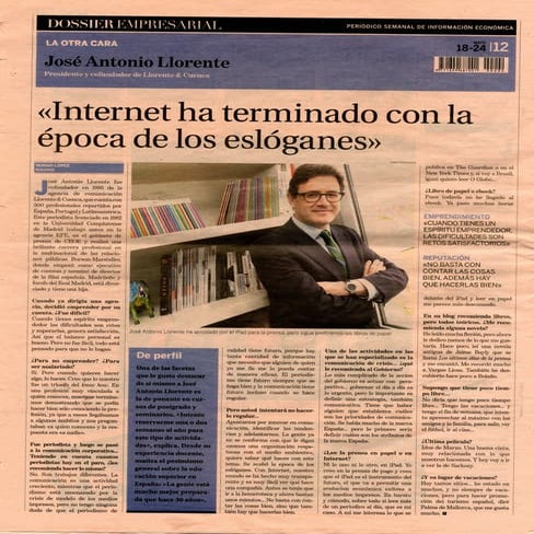 Dossier Empresarial entrevista a José Antonio Llorente