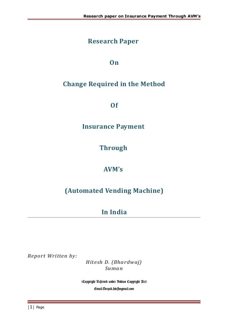 Research paper on Automated Vending Machine