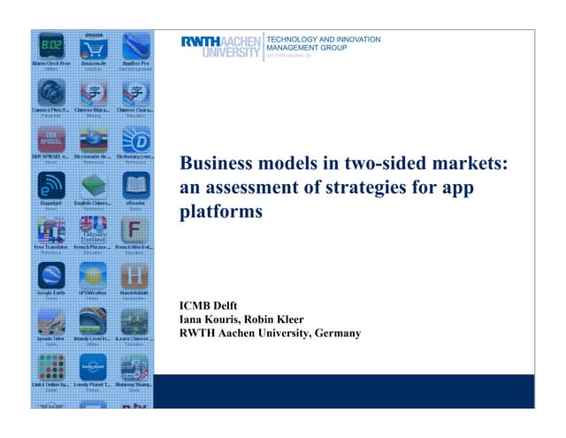 Business models in two-sided markets: an assessment of strategies for app pla...